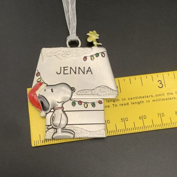 Peanuts Hallmark Snoopy Jenna Name Woodstock Doghouse Metal Ornament - Picture 3 of 4
